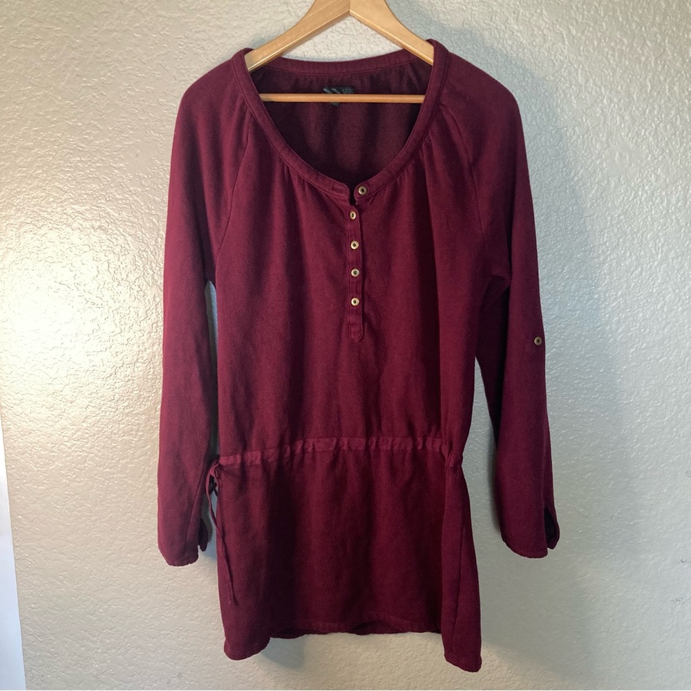 Vans Maroon Tunic Top Henley Neckline Cinched Drawstring Waist Women’s Medium